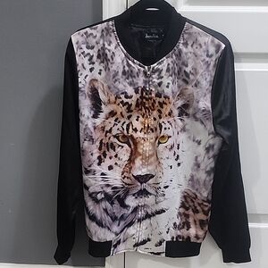 Tiger Print Jacket with Black Sleeves
